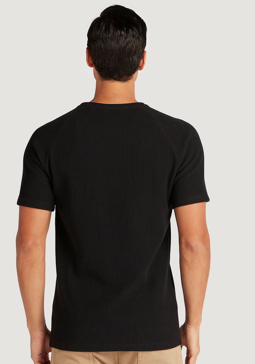 Iconic Textured T-shirt with Short Sleeves and Crew Neck-T Shirts-image-3
