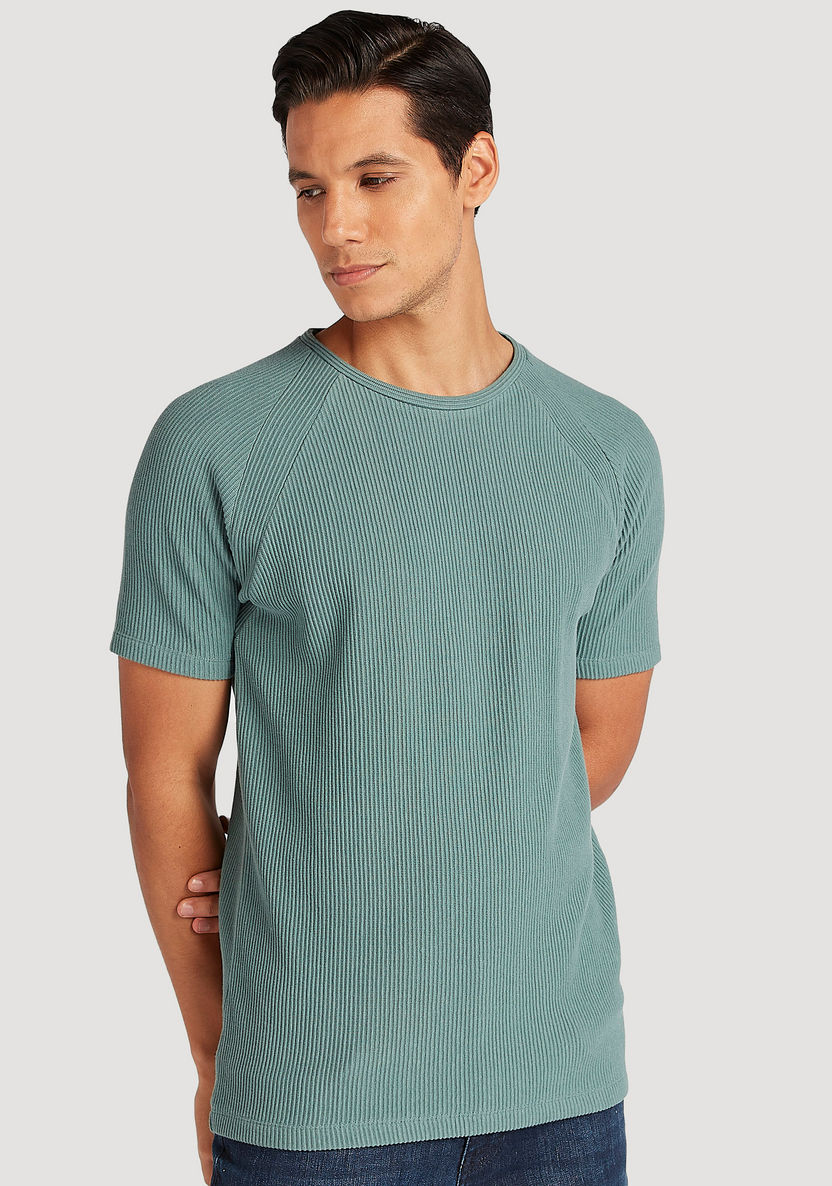Iconic Textured T-shirt with Short Sleeves and Crew Neck-T Shirts-image-0