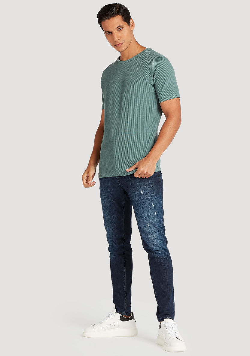 Iconic Textured T-shirt with Short Sleeves and Crew Neck-T Shirts-image-1