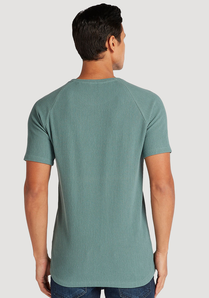 Iconic Textured T-shirt with Short Sleeves and Crew Neck-T Shirts-image-3