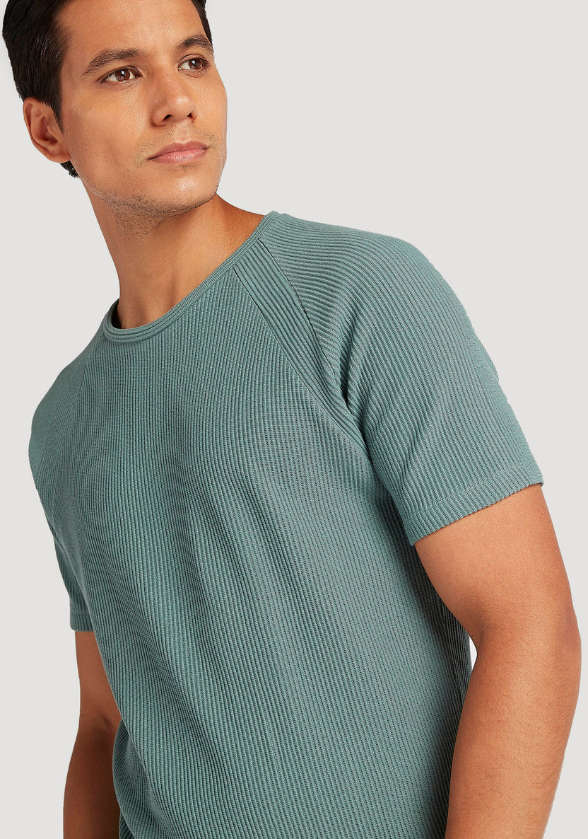 Iconic Textured T-shirt with Short Sleeves and Crew Neck-T Shirts-image-5