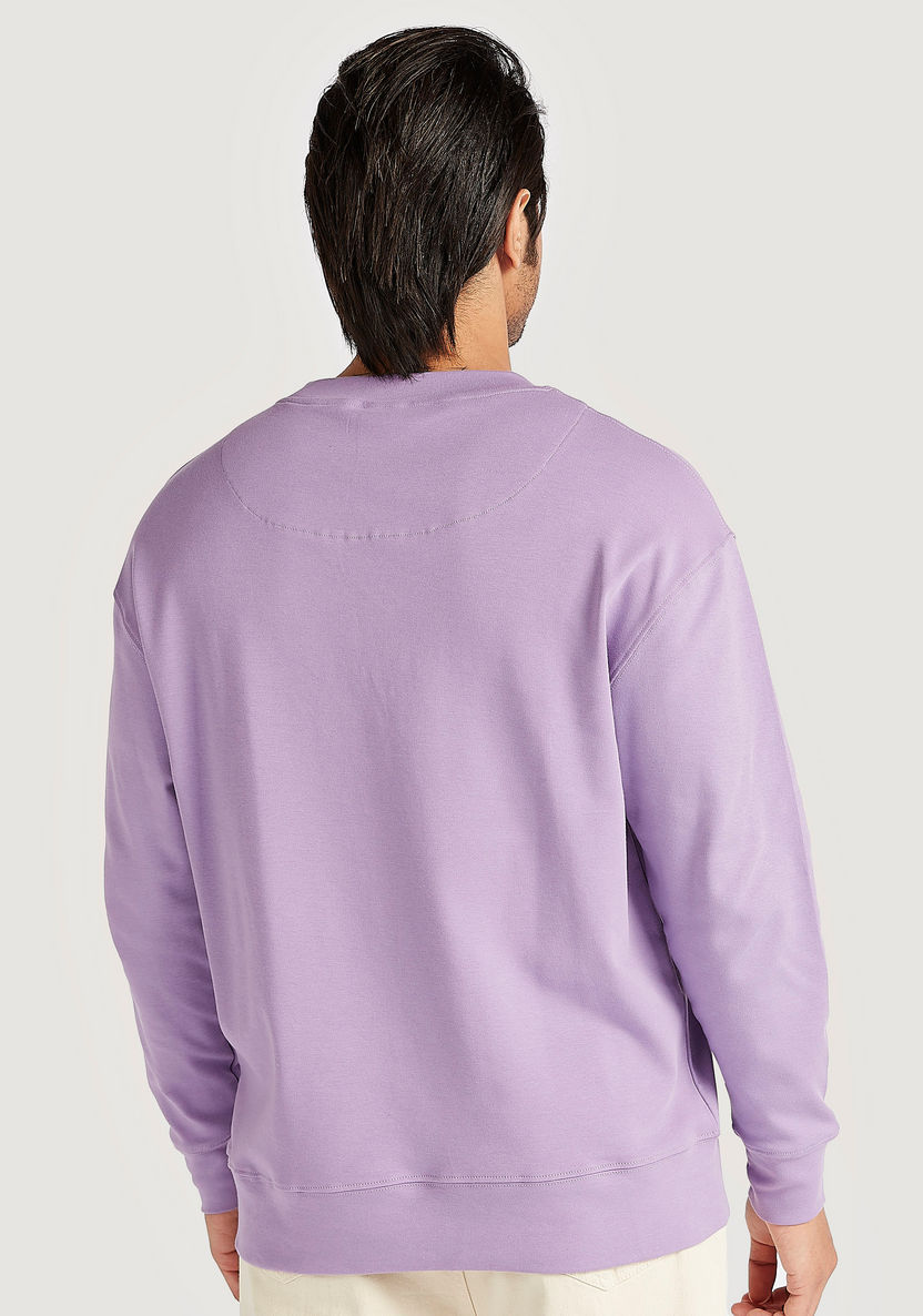 Iconic Solid Crew Neck Sweatshirt with Long Sleeves-Hoodies and Sweatshirts-image-3
