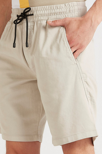 Sustainable Iconic Solid Shorts with Drawstring Waistband