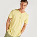 Iconic Solid T-shirt with V-neck and Short Sleeves-T Shirts-thumbnail-0