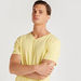 Iconic Solid T-shirt with V-neck and Short Sleeves-T Shirts-thumbnail-2