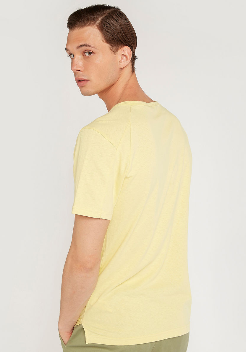 Iconic Solid T-shirt with V-neck and Short Sleeves-T Shirts-image-3