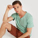 Iconic Solid T-shirt with V-neck and Short Sleeves-T Shirts-thumbnailMobile-1