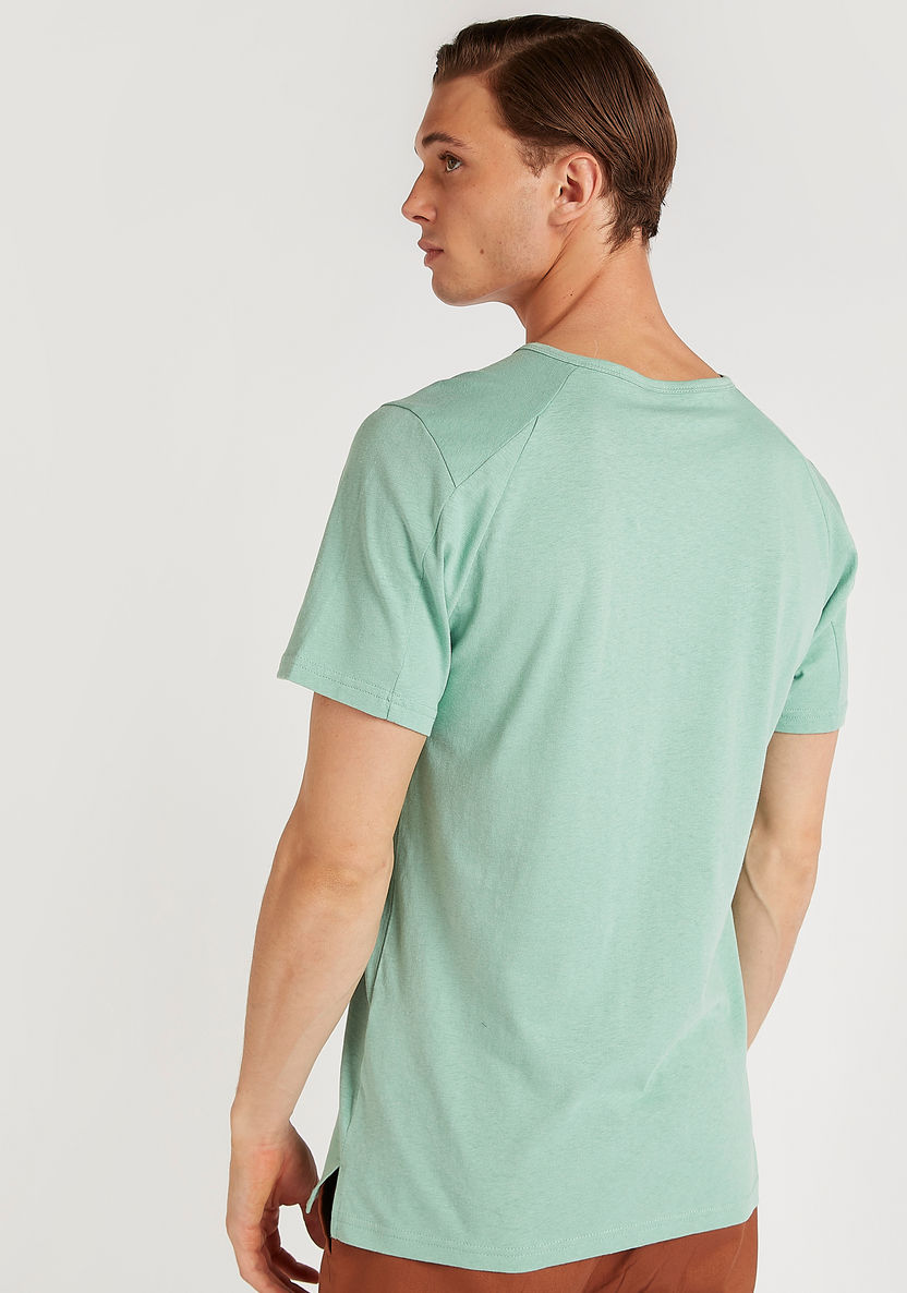 Iconic Solid T-shirt with V-neck and Short Sleeves-T Shirts-image-4