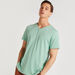 Iconic Solid T-shirt with V-neck and Short Sleeves-T Shirts-thumbnailMobile-7