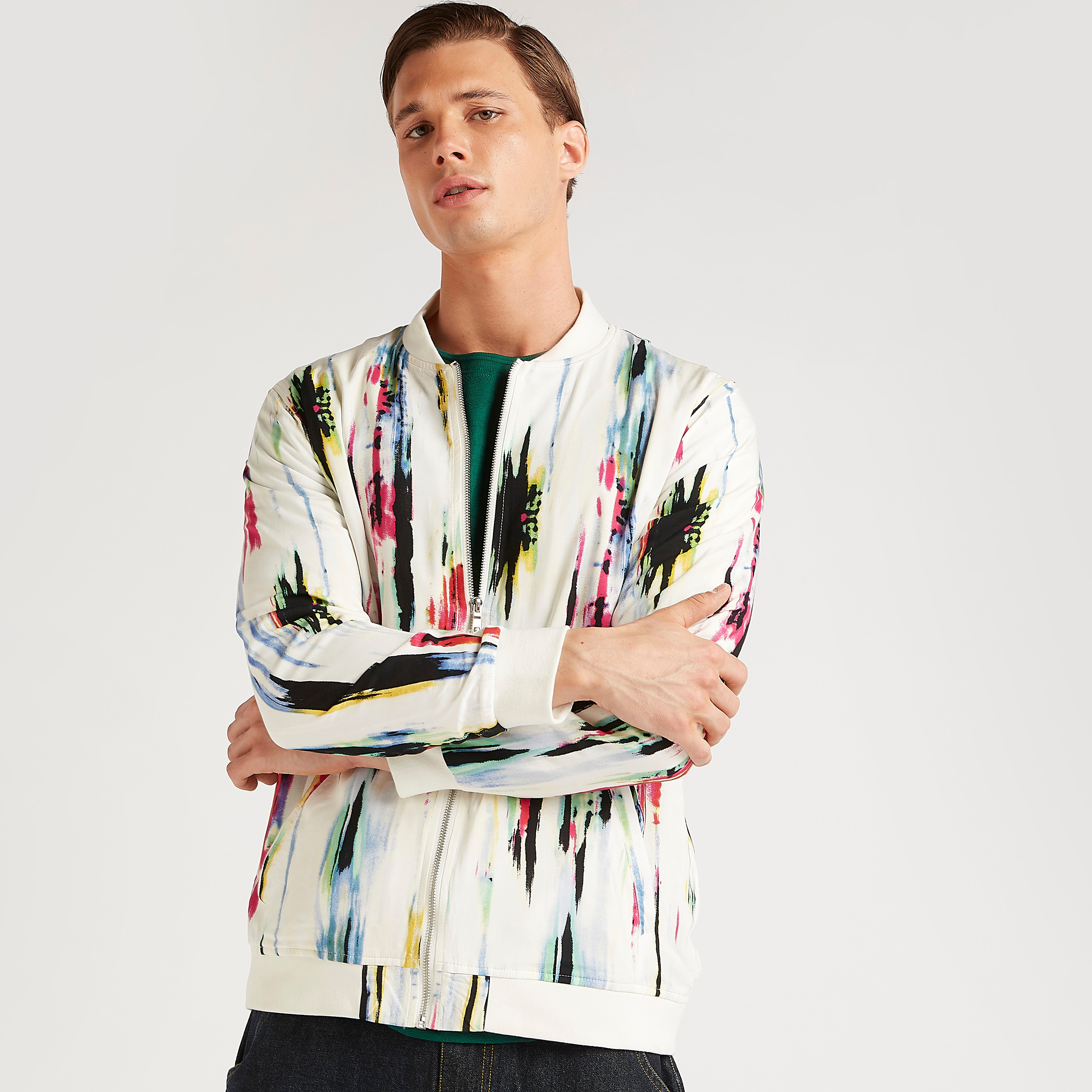 Iconic Printed Lightweight Jacket with Zipper Placket-men-clothing-jacketsandblazers-jackets-image-1