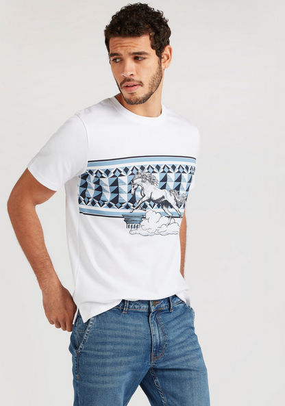 Iconic Printed Crew Neck T-shirt with Short Sleeves-T Shirts-image-1