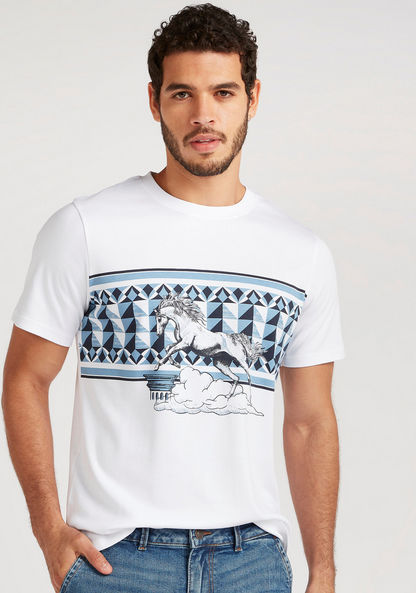 Iconic Printed Crew Neck T-shirt with Short Sleeves-T Shirts-image-5