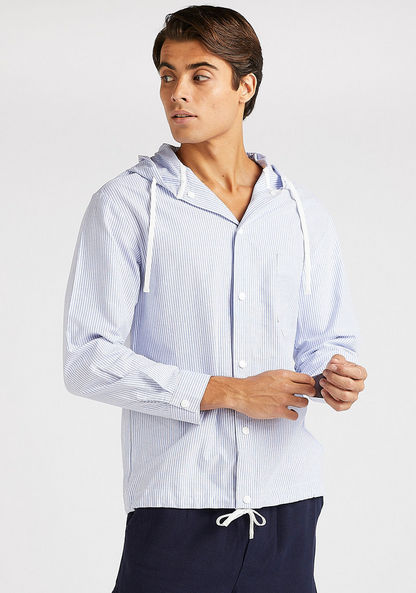 Iconic Striped Relaxed Fit Shirt with Hood-Shirts-image-0