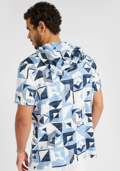 All-Over Print Iconic Hooded Shirt with Zipper Detail-Shirts-image-4