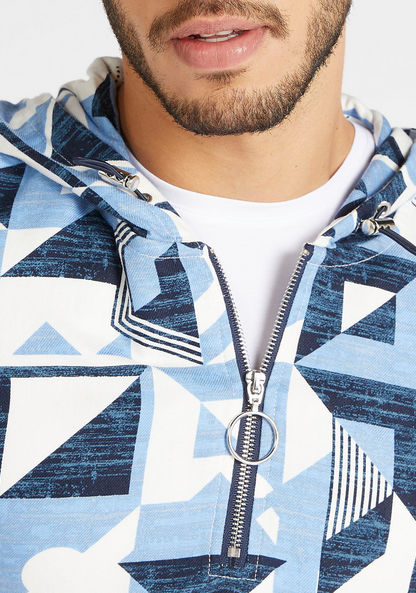 All-Over Print Iconic Hooded Shirt with Zipper Detail-Shirts-image-5