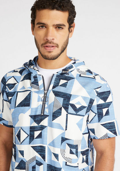 All-Over Print Iconic Hooded Shirt with Zipper Detail-Shirts-image-6