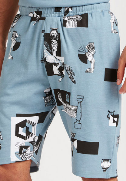 Iconic Printed Slim Fit Shorts with Drawstring Closure-Shorts-image-3