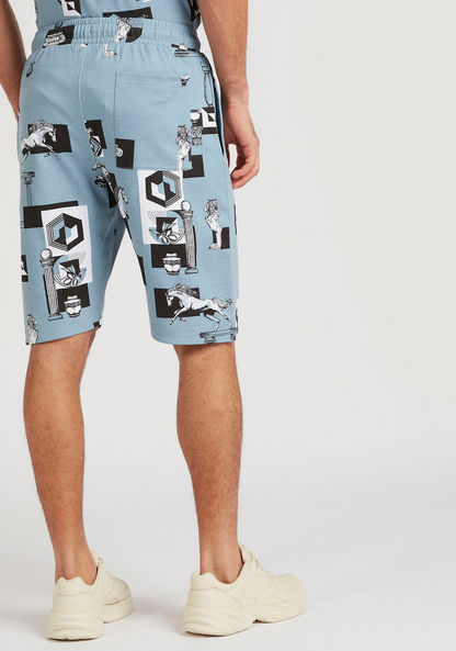 Iconic Printed Slim Fit Shorts with Drawstring Closure-Shorts-image-4