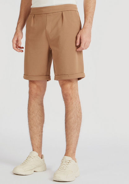 Iconic Textured Shorts with Pockets and Rolled-Up Hem-Shorts-image-0