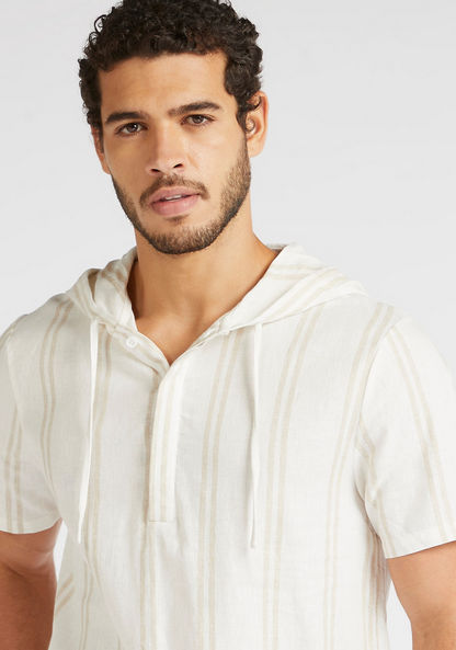Iconic Striped Shirt with Hood and Short Sleeves