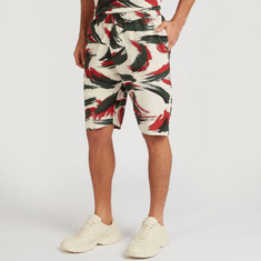 Iconic Printed Slim Fit Shorts with Flexi Waistline