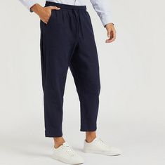 Iconic Textured Slim Fit Flexi Waist Trousers