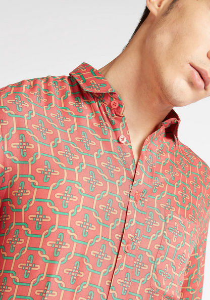 Iconic All-Over Print Shirt with Long Sleeves