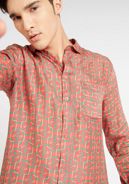 Iconic All-Over Print Shirt with Long Sleeves