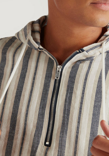 Iconic Striped Hooded Shirt with Long Sleeves