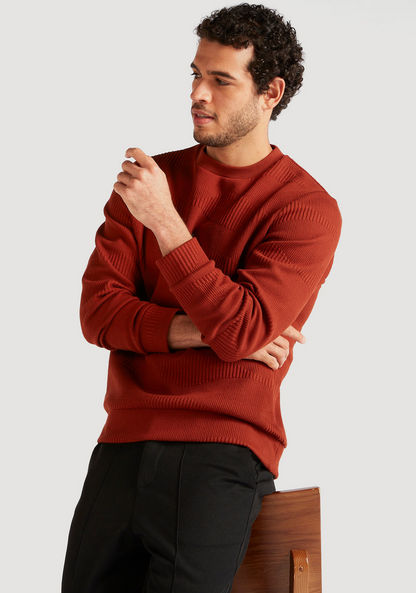 Iconic Textured Sweatshirt with Crew Neck and Long Sleeves