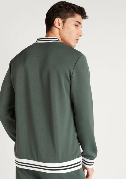 Iconic Panelled Sweatshirt with Mandarin Neck and Zip Closure-Sweatshirts-image-3