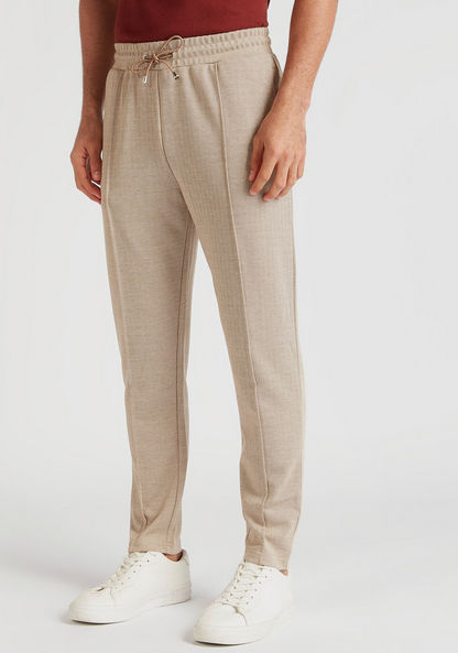 Iconic Textured Flexi Waist Joggers with Drawstring and Pockets