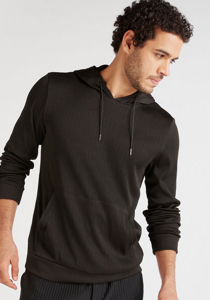 Iconic Textured Sweatshirt with Hood and Kangaroo Pocket