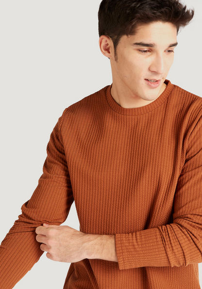 Iconic Ribbed T-shirt with Crew Neck and Long Sleeves