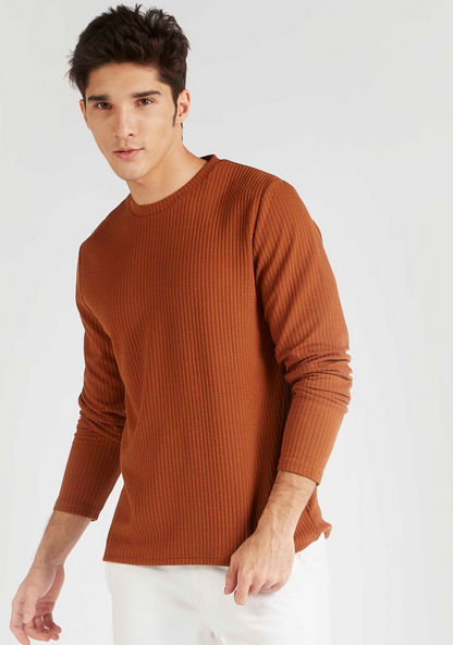 Iconic Ribbed T-shirt with Crew Neck and Long Sleeves
