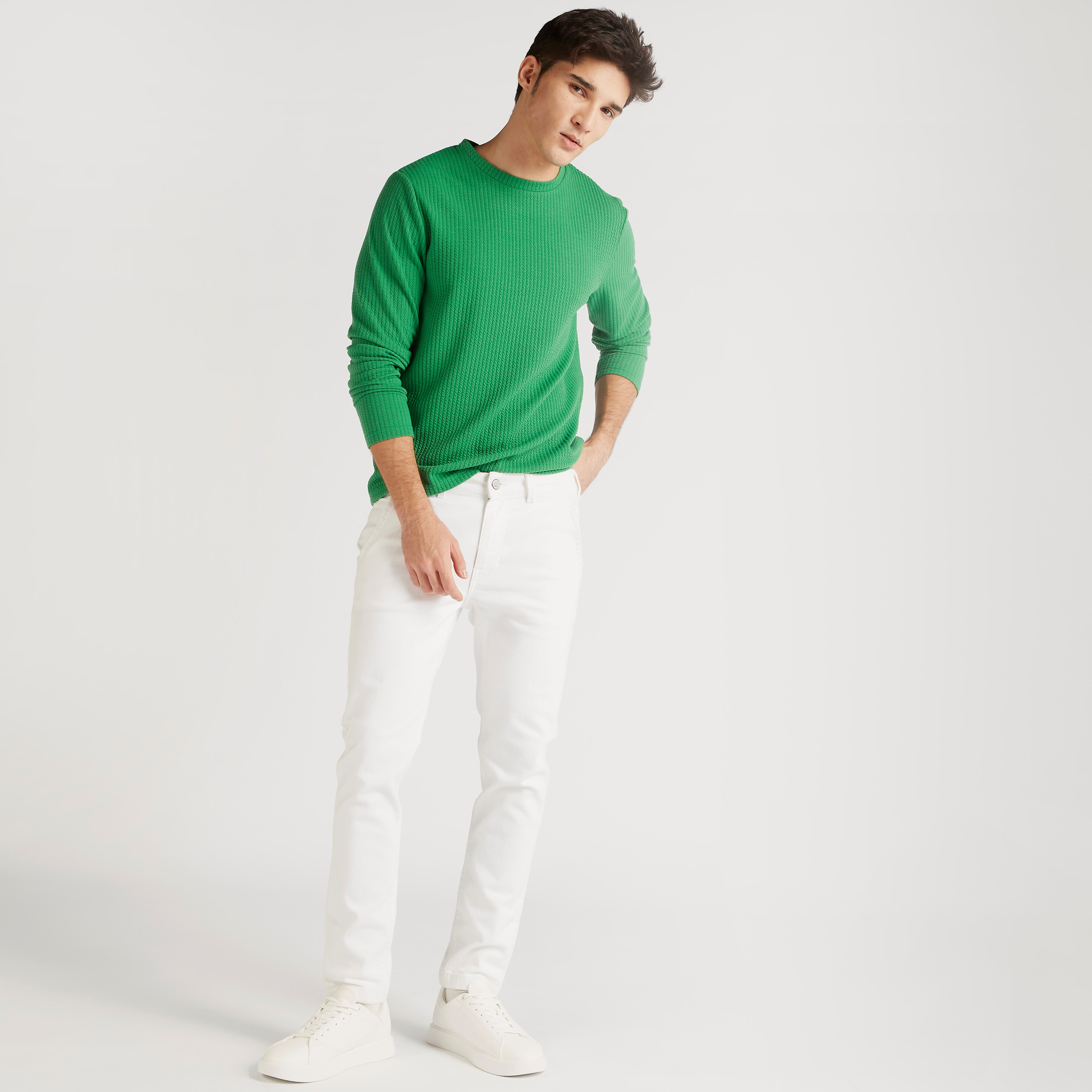 Iconic Ribbed T-shirt with Crew Neck and Long Sleeves-men-clothing-tshirtsandpolos-tshirts-image-2