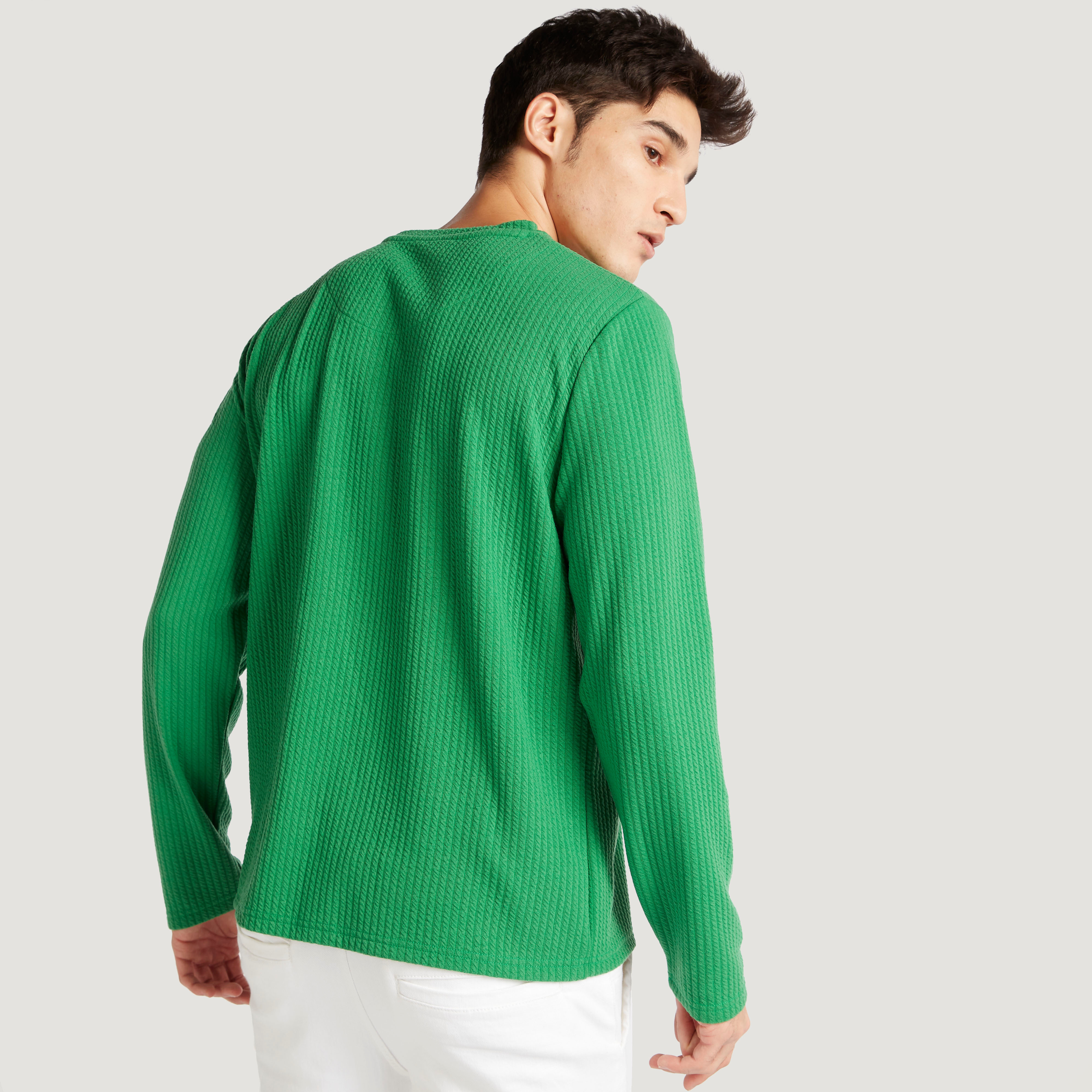 Iconic Ribbed T-shirt with Crew Neck and Long Sleeves-men-clothing-tshirtsandpolos-tshirts-image-4