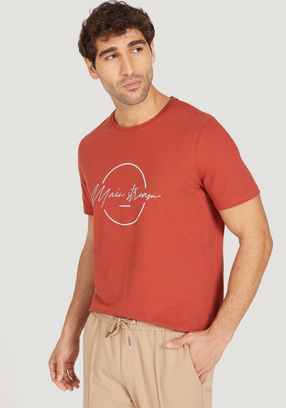 Iconic Printed Crew Neck T-shirt with Short Sleeves-T Shirts-image-0