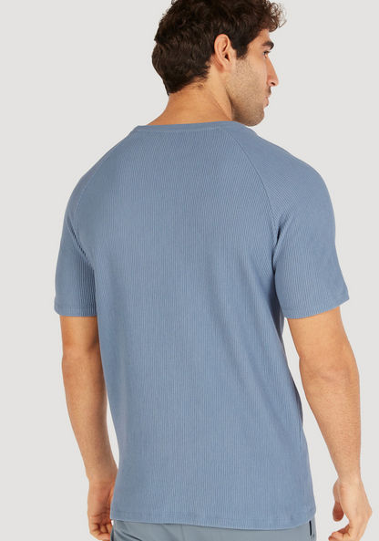 Iconic Textured Crew Neck T-shirt with Short Sleeves-T Shirts-image-3