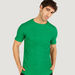 Iconic Textured Crew Neck T-shirt with Short Sleeves-T Shirts-thumbnail-0