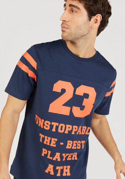 Iconic Printed Crew Neck T-shirt with Short Sleeves-T Shirts-image-4