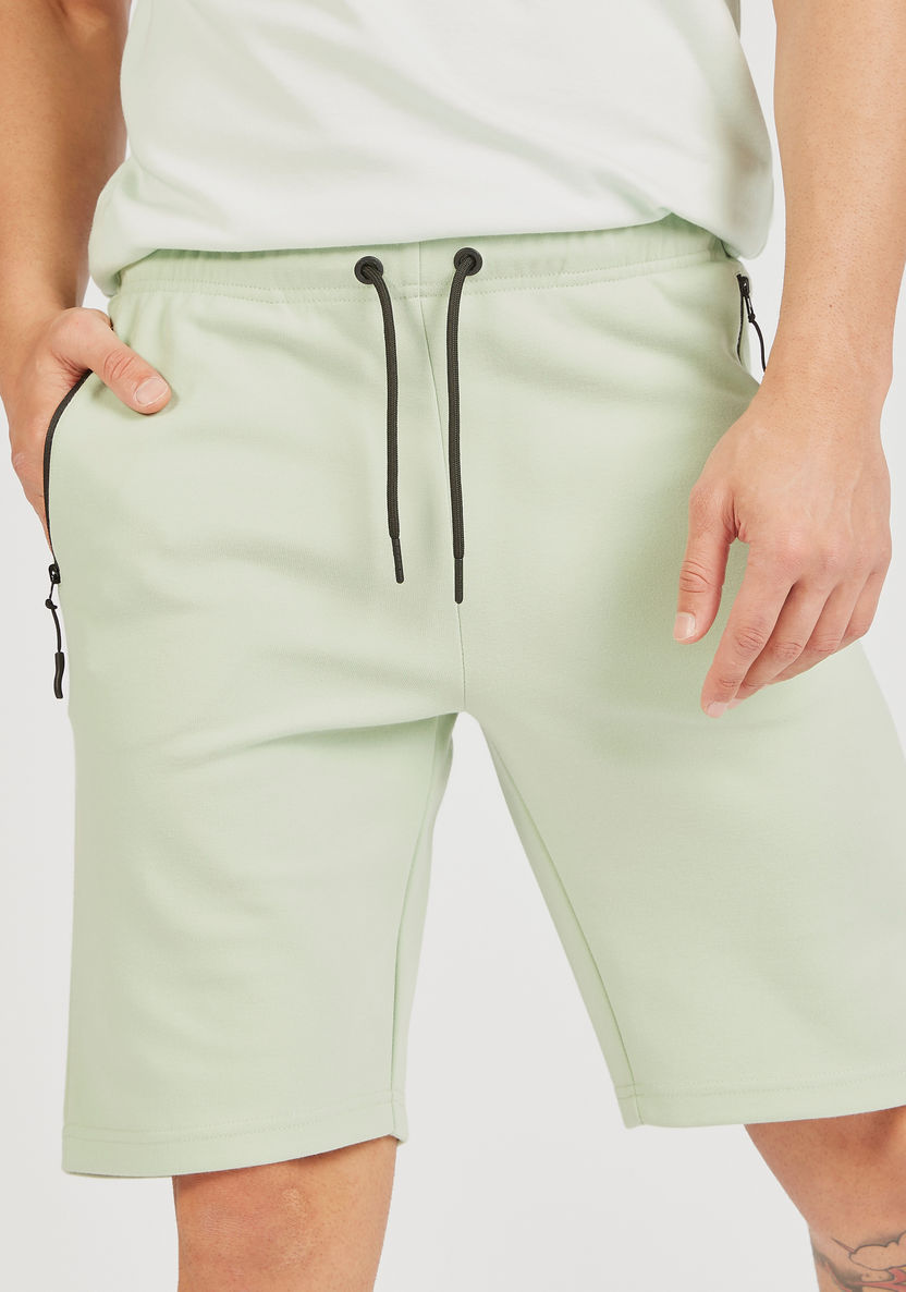 Iconic Solid Shorts with Drawstring Closure and Zip Pockets-Shorts-image-2