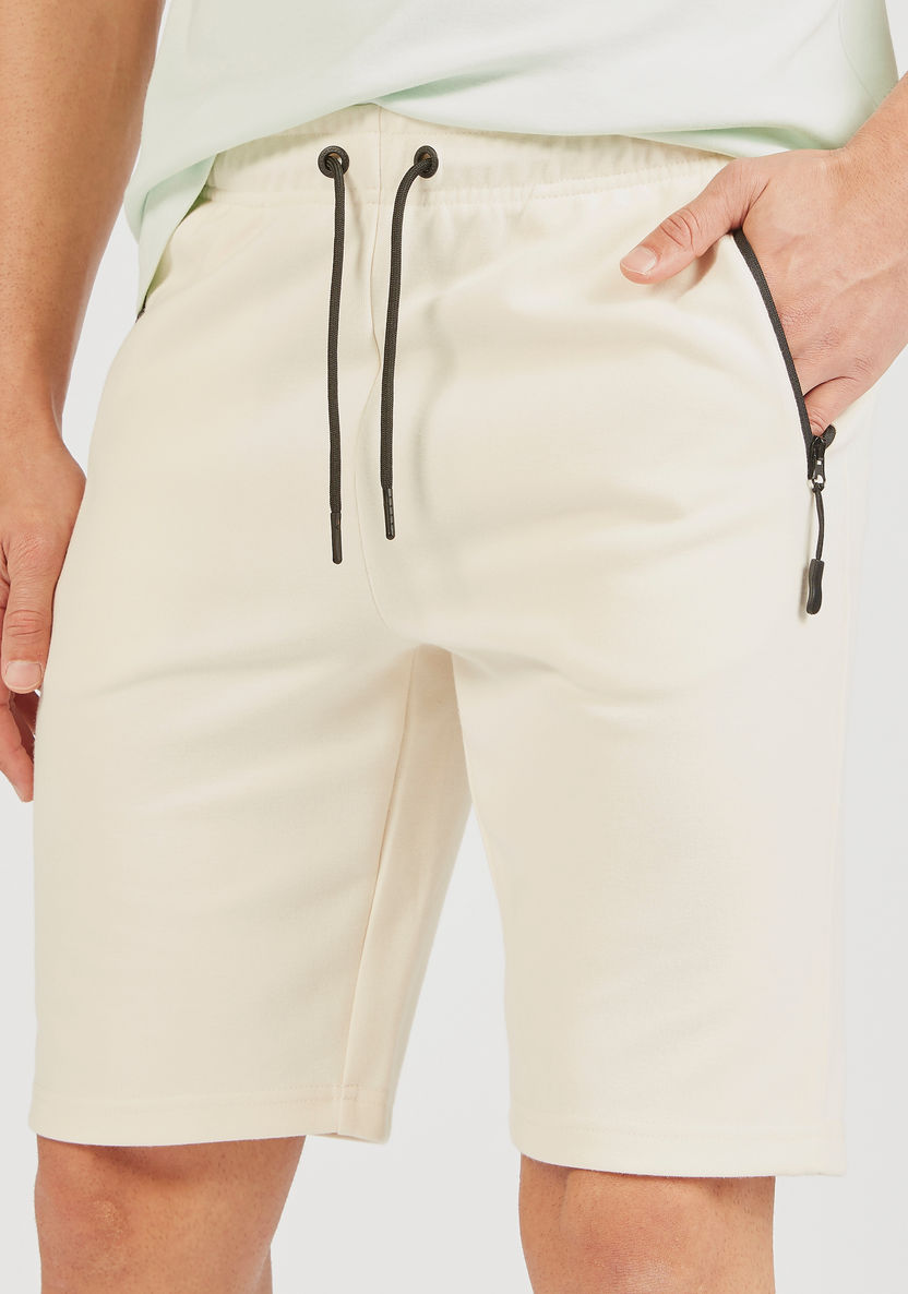 Iconic Solid Shorts with Drawstring Closure and Zip Pockets-Shorts-image-2