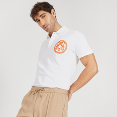 Iconic Tiger Embroidered Polo T-shirt with Short Sleeves