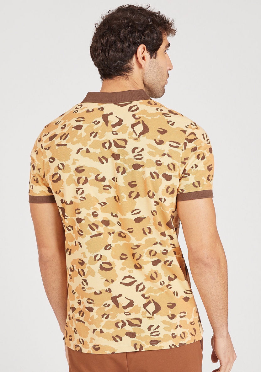 Iconic Animal Print Polo T-shirt with Short Sleeves and Button Closure-Polos-image-3