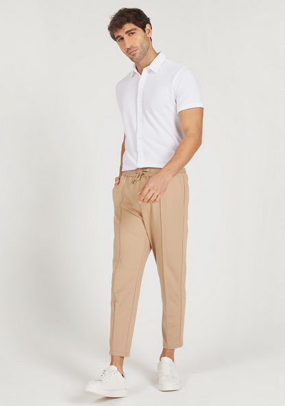 Iconic Textured Shirt with Short Sleeves and Button Closure-Shirts-image-1