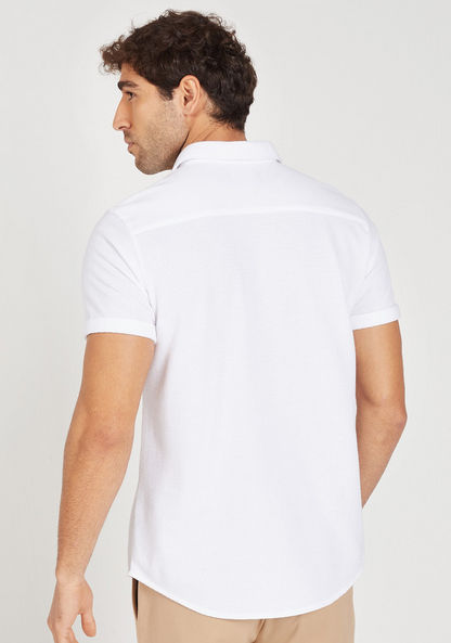 Iconic Textured Shirt with Short Sleeves and Button Closure-Shirts-image-3