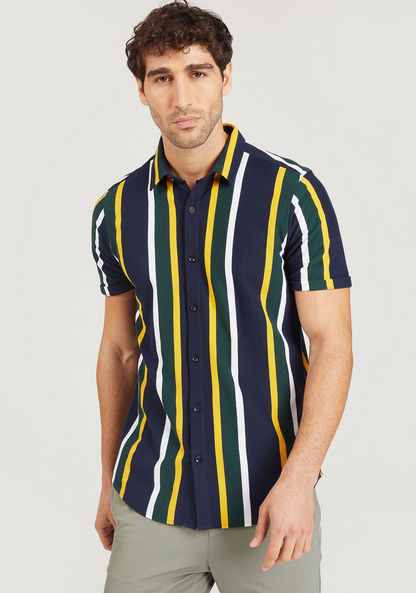 Iconic Striped Shirt with Short Sleeves and Button Closure-Shirts-image-0