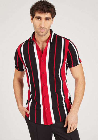 Iconic Striped Shirt with Short Sleeves and Button Closure-Shirts-image-0