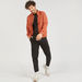 Iconic Textured Zip Through Bomber Jacket with Long Sleeves and Pockets-Jackets-thumbnailMobile-1